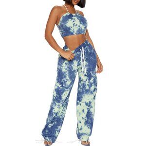 NWT Fashion Nova a ways away tie dye joggers set Med